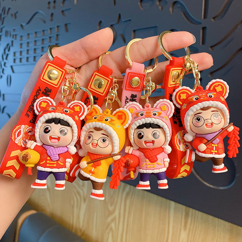 Creative Cute Tiger Head Doll Keychain