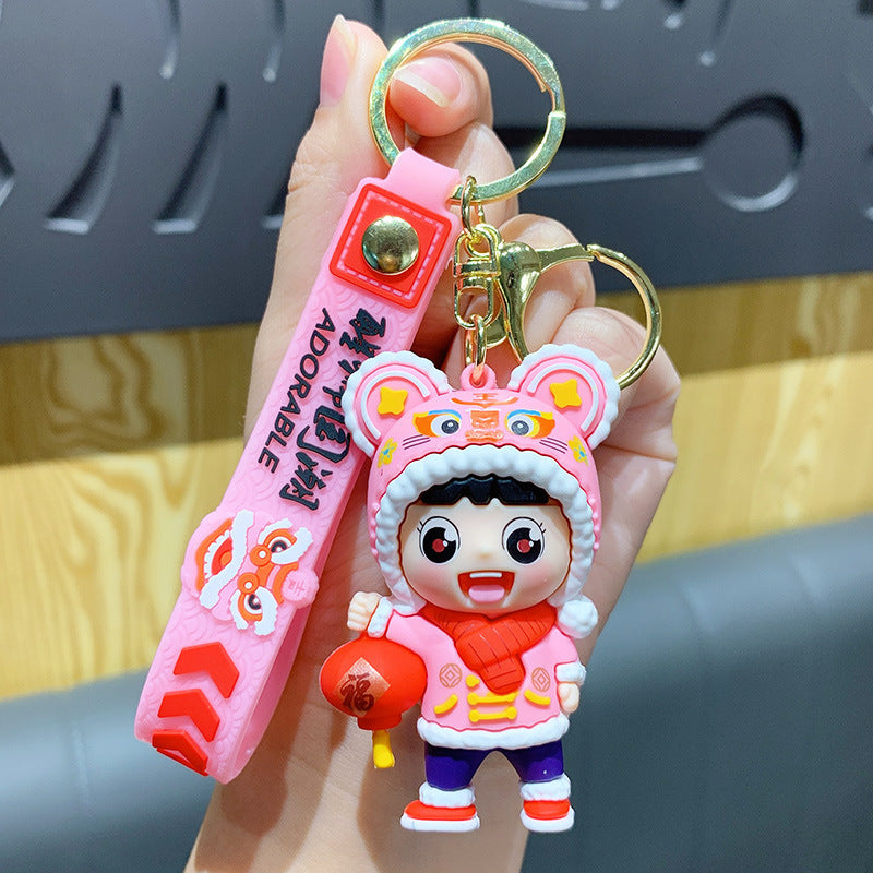 Creative Cute Tiger Head Doll Keychain