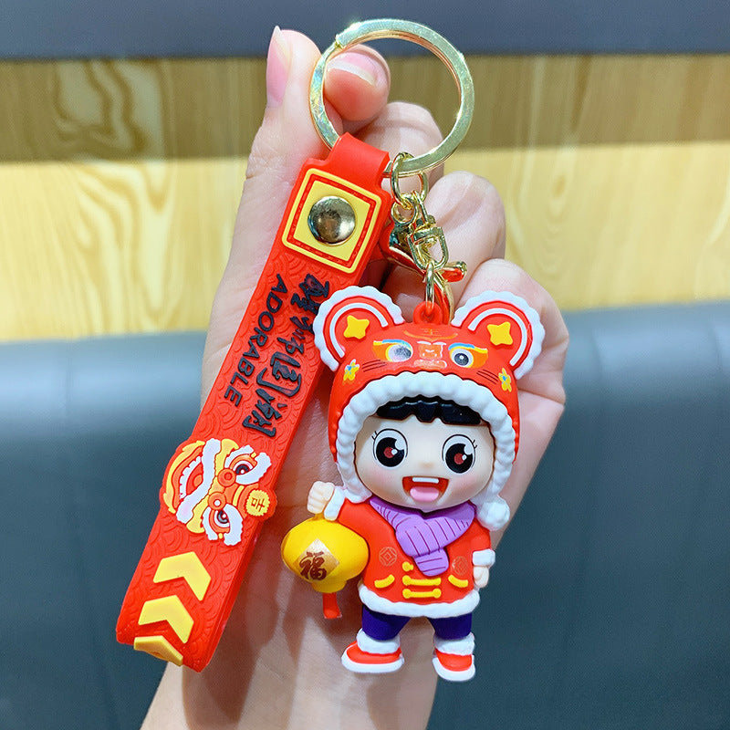 Creative Cute Tiger Head Doll Keychain