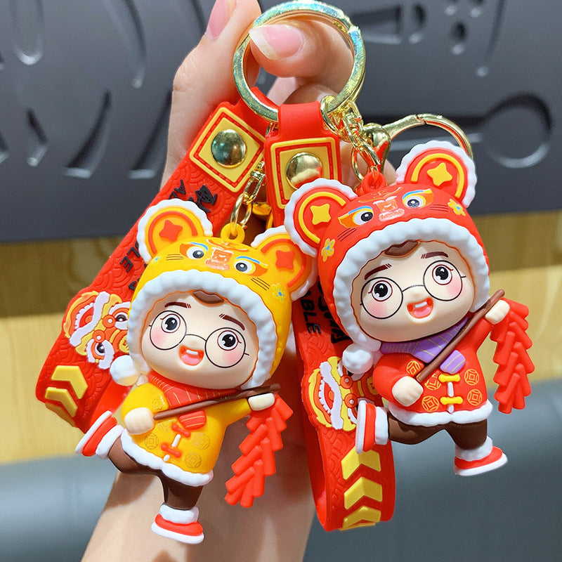 Creative Cute Tiger Head Doll Keychain