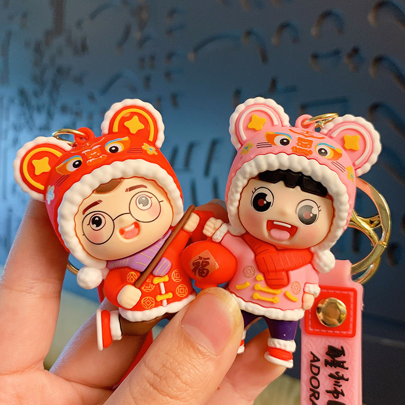 Creative Cute Tiger Head Doll Keychain