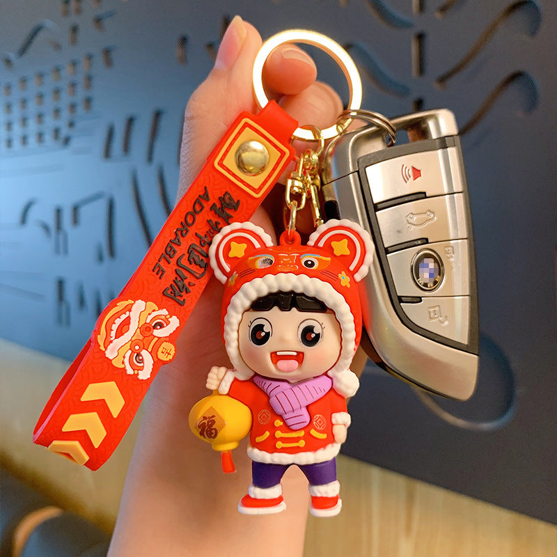 Creative Cute Tiger Head Doll Keychain